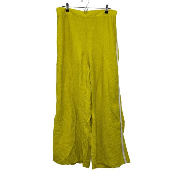 Anthropologie Daily Practice Yellow Stripe Side Pull On Wide Leg Pants Sz Large - Picture 5 of 8